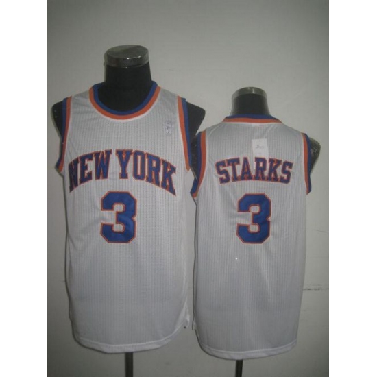 Men's Adidas New York Knicks #3 John Starks Authentic White Throwback NBA Jersey - Ujersey