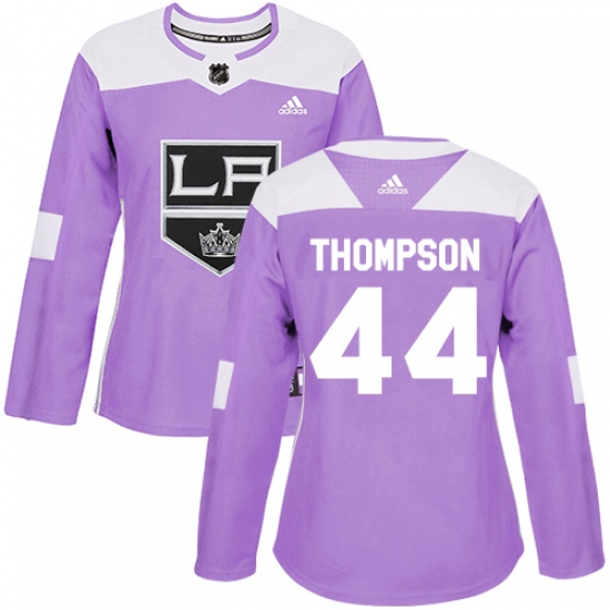 Women's Adidas Los Angeles Kings #44 Nate Thompson Authentic Purple Fights Cancer Practice NHL Jersey