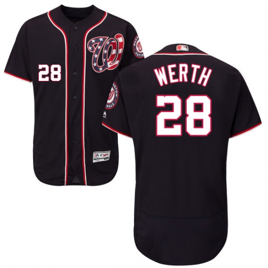 Men's Majestic Washington Nationals #28 Jayson Werth Navy Blue Alternate Flex Base Authentic Collection MLB Jersey - Ujersey