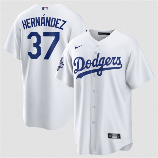 Men's Los Angeles Dodgers #37 Teoscar Hernández White 2025 World Series Champions Stitched Baseball Jersey - Ujersey