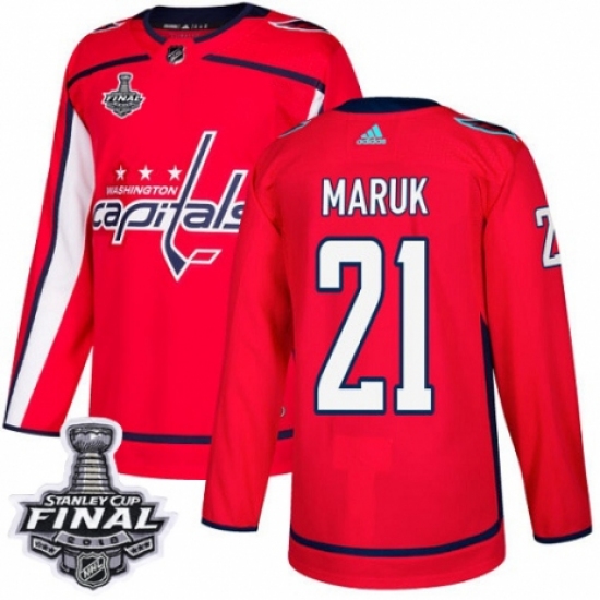 Men's Adidas Washington Capitals #21 Dennis Maruk Premier Red Home 2018 Stanley Cup Final NHL Jersey - Ujersey