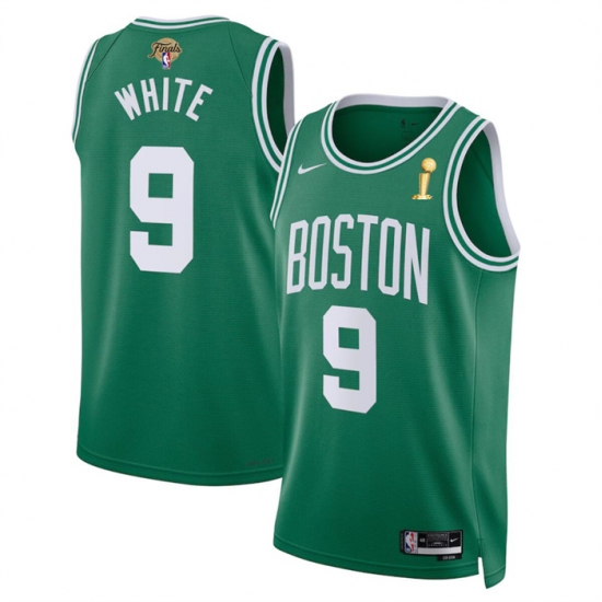 Men's Boston Celtics #9 Derrick White Kelly Green 2024 Finals Champions Icon Edition Stitched Basketball Jersey - Ujersey