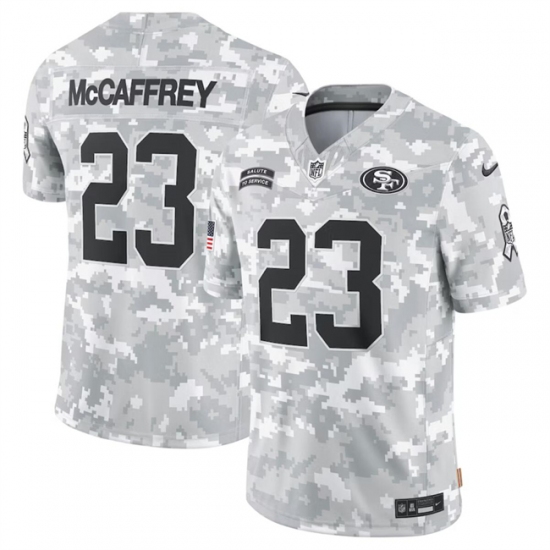 Men's San Francisco 49ers #23 Christian McCaffrey 2024 Arctic Camo Salute To Service Limited Stitched Football Jersey - Ujersey