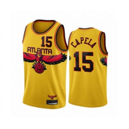Men's Atlanta Hawks #15 Clint Capela 2021-2022 Yellow City Edition Stitched Basketball Jersey - Ujersey