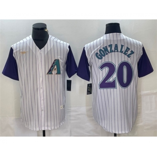 Men's Arizona Diamondbacks #20 Luis Gonzalez White Throwback Cool Base Stitched Baseball Jersey - Ujersey