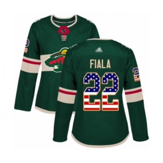Women's Minnesota Wild #22 Kevin Fiala Authentic Green USA Flag Fashion Hockey Jersey - Ujersey
