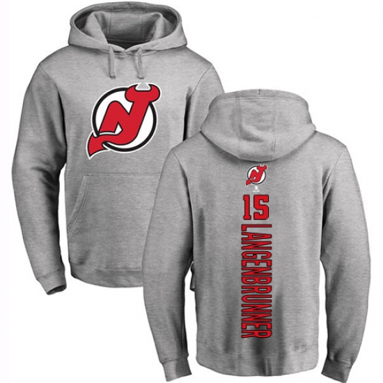 NHL Adidas New Jersey Devils #15 Jamie Langenbrunner Ash Backer Pullover Hoodie - ujerseystore