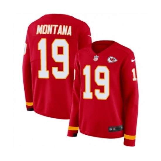 Women's Nike Kansas City Chiefs #19 Joe Montana Limited Red Therma Long Sleeve NFL Jersey - Ujersey