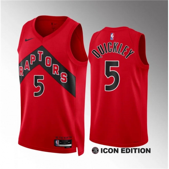 Men's Toronto Raptors #5 Immanuel Quickley Red 2023-24 City Edition Stitched Basketball Jersey - Ujersey