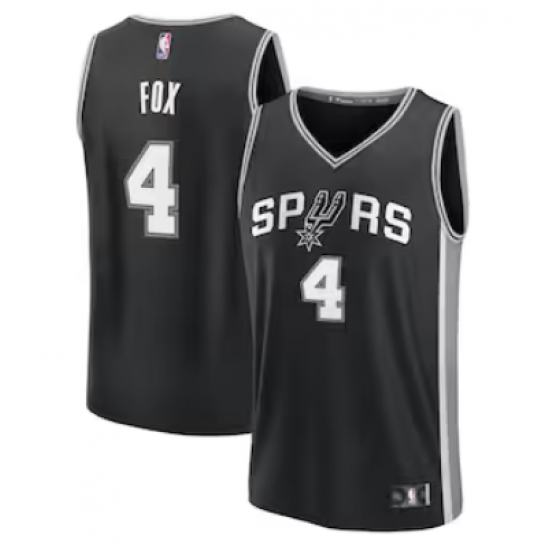 Men's San Antonio Spurs #4 De'Aaron Fox Fanatics Black Fast Break Replica Player Jersey