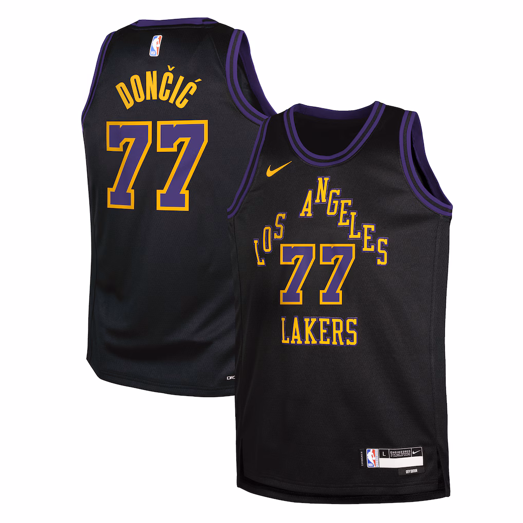 Youth Los Angeles Lakers Luka Dončić Nike Black 2025/26 City Edition Swingman Jersey - Ujersey