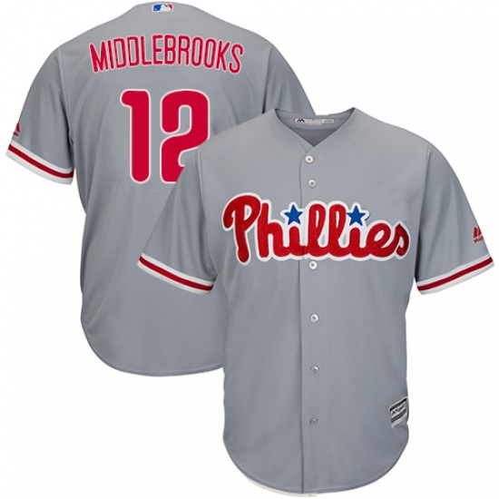 Men's Majestic Philadelphia Phillies #12 Will Middlebrooks Replica Grey Road Cool Base MLB Jersey - Ujersey