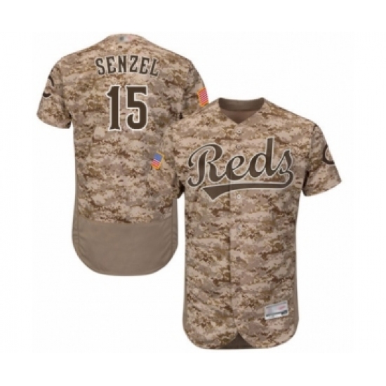 Men's Cincinnati Reds #15 Nick Senzel Authentic Camo Alternate Cool Base Baseball Jersey - Ujersey