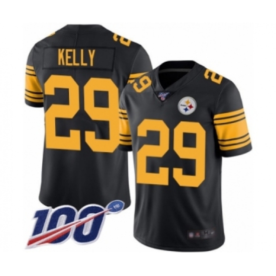 Men's Pittsburgh Steelers #29 Kam Kelly Limited Black Rush Vapor Untouchable 100th Season Football Jersey - Ujersey