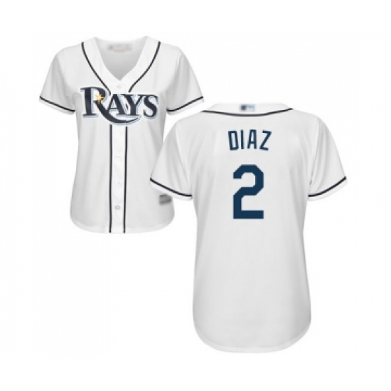 Women's Tampa Bay Rays #2 Yandy Diaz Replica White Home Cool Base Baseball Jersey - Ujersey