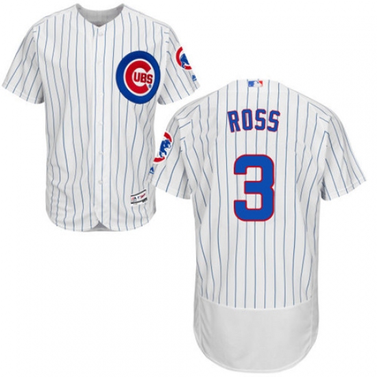 Men's Majestic Chicago Cubs #3 David Ross White Home Flexbase Authentic Collection MLB Jersey - Ujersey