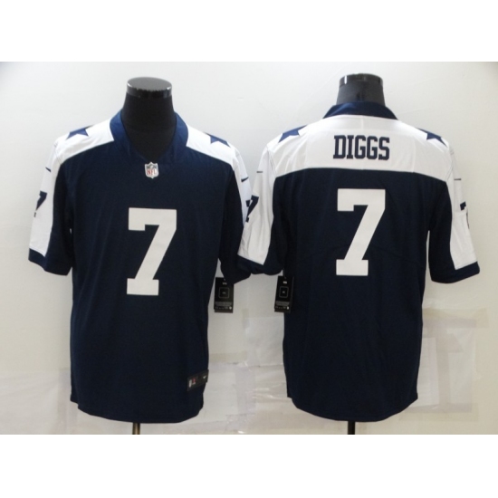 Men's Dallas Cowboys #7 Trevon Diggs Blue Thanksgiving Throwback Limited Jersey - Ujersey