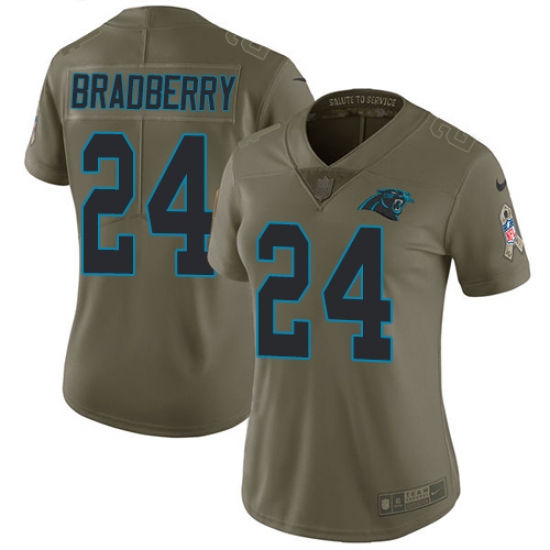 Women's Nike Carolina Panthers #24 James Bradberry Limited Olive 2017 Salute to Service NFL Jersey - Ujersey