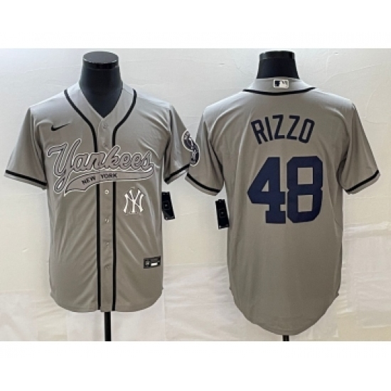 Men's New York Yankees #48 Anthony Rizzo Gray Cool Base Stitched Baseball Jersey - Ujersey