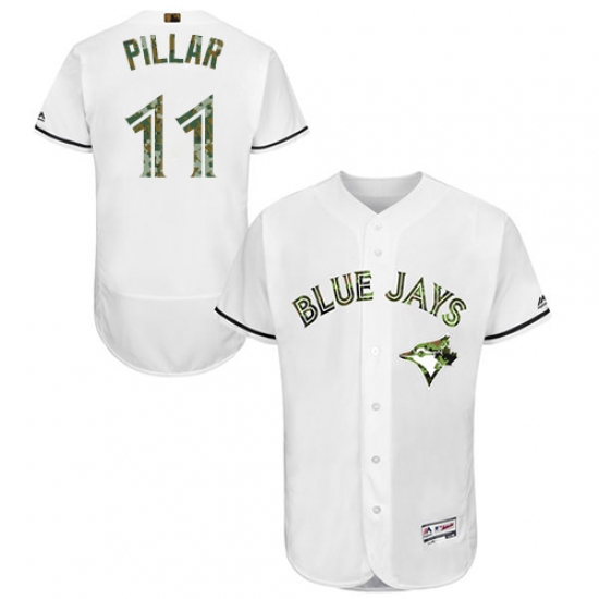 Men's Majestic Toronto Blue Jays #11 Kevin Pillar Authentic White 2016 Memorial Day Fashion Flex Base MLB Jersey - Ujersey