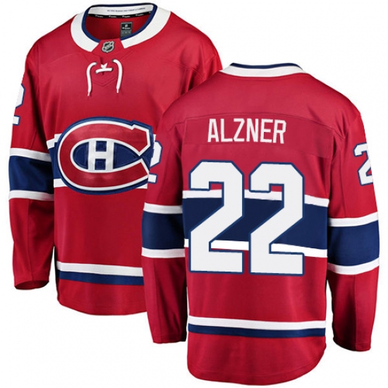 Youth Montreal Canadiens #22 Karl Alzner Authentic Red Home Fanatics Branded Breakaway NHL Jersey - Ujersey