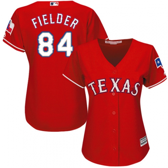 Women's Majestic Texas Rangers #84 Prince Fielder Replica Red Alternate Cool Base MLB Jersey - Ujersey