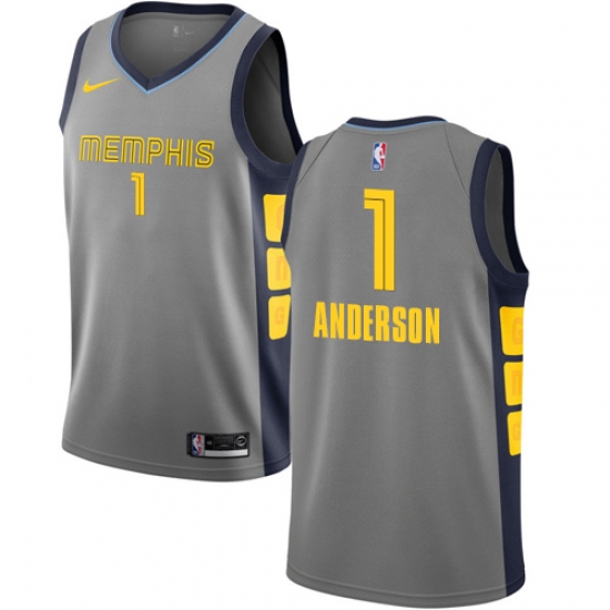 Men's Nike Memphis Grizzlies #1 Kyle Anderson Swingman Gray NBA Jersey - City Edition - Ujersey