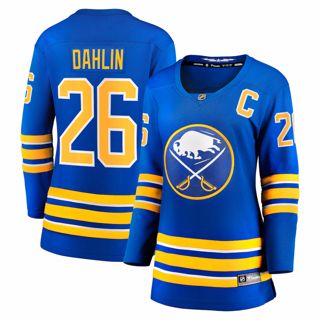 Women's Buffalo Sabres Rasmus Dahlin Fanatics Royal Home Captain Patch Breakaway Jersey - ujerseystore
