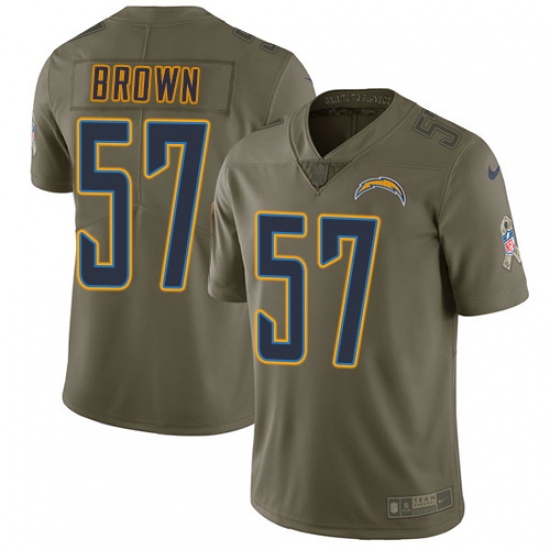 Youth Nike Los Angeles Chargers #57 Jatavis Brown Limited Olive 2017 Salute to Service NFL Jersey - Ujersey
