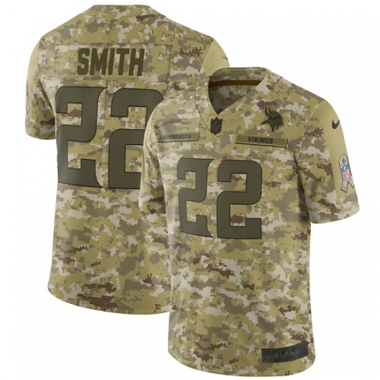Men's Nike Minnesota Vikings #22 Harrison Smith Limited Camo 2018 Salute to Service NFL Jersey - Ujersey