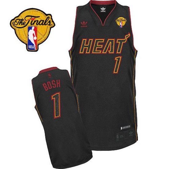 Men's Adidas Miami Heat #1 Chris Bosh Swingman Black Carbon Fiber Fashion Finals Patch NBA Jersey - Ujersey