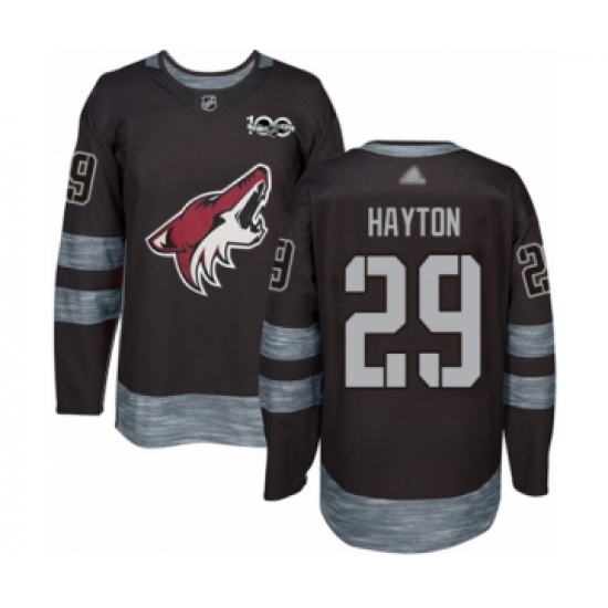 Men's Arizona Coyotes #29 Barrett Hayton Authentic Black 1917-2017 100th Anniversary Hockey Jersey - Ujersey