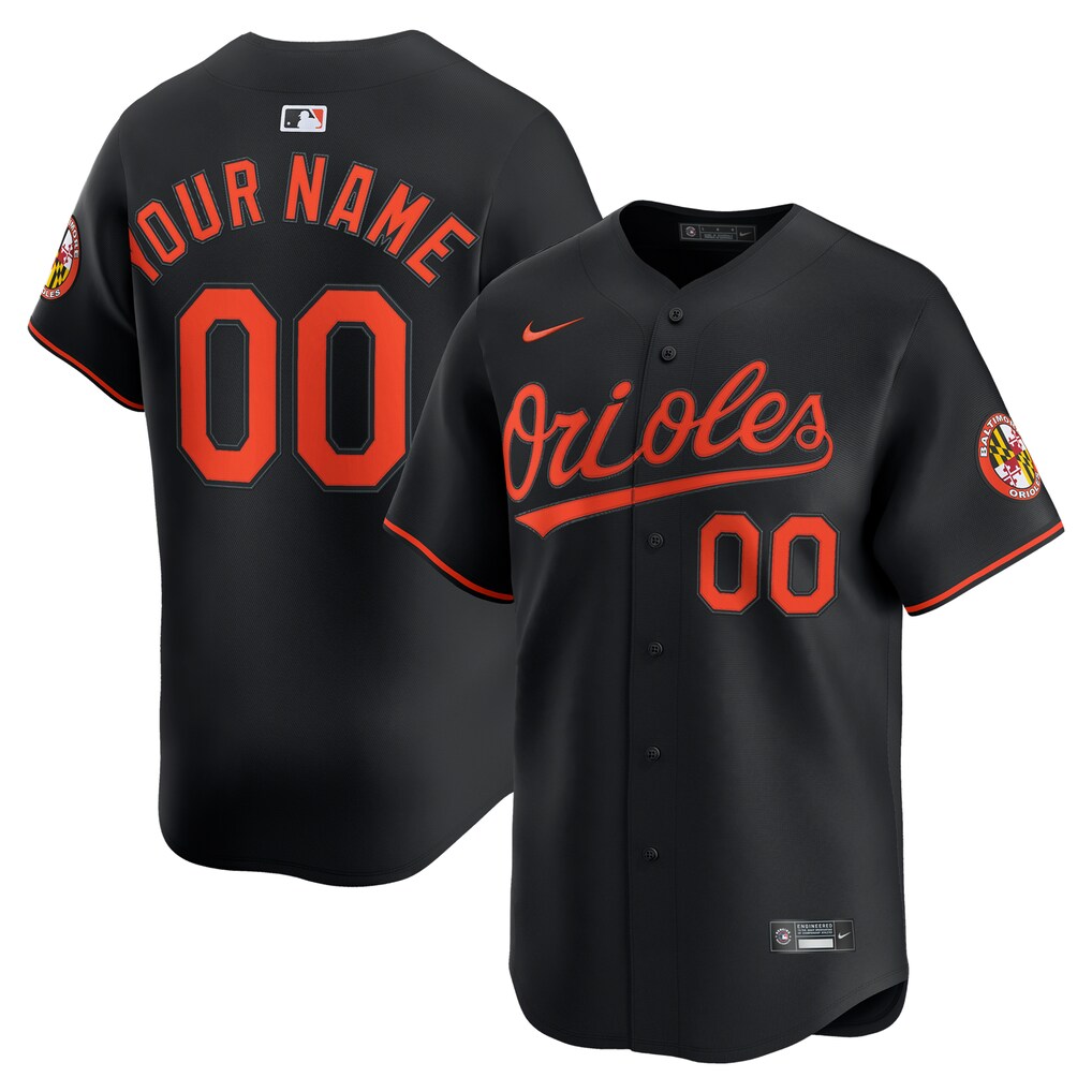 Men's Baltimore Orioles Nike Black Alternate Limited Custom Jersey - Ujersey