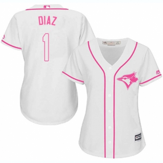 Women's Majestic Toronto Blue Jays #1 Aledmys Diaz Authentic White Fashion Cool Base MLB Jersey - Ujersey