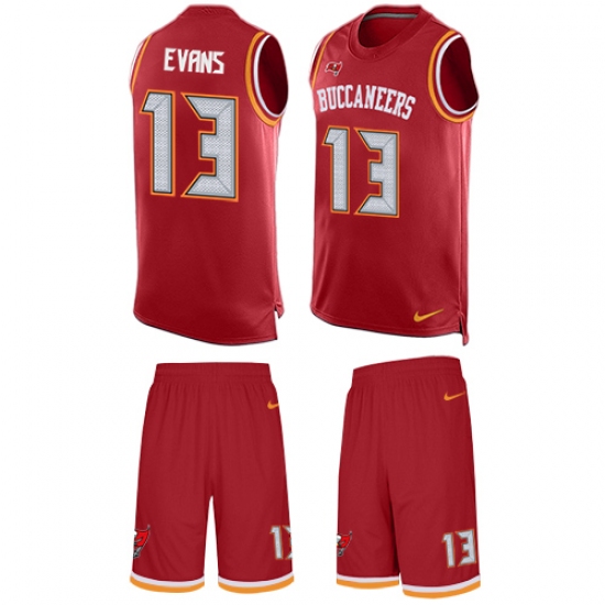 Men's Nike Tampa Bay Buccaneers #13 Mike Evans Limited Red Tank Top Suit NFL Jersey - Ujersey