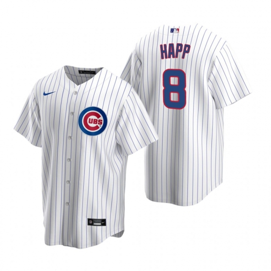 Men's Nike Chicago Cubs #8 Ian Happ White Home Stitched Baseball Jersey - Ujersey