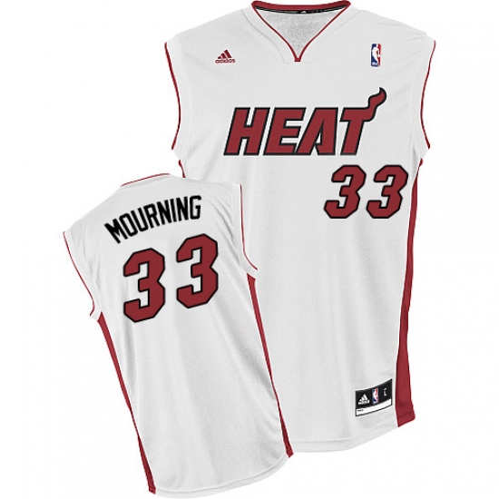 Men's Adidas Miami Heat #33 Alonzo Mourning Swingman White Home NBA Jersey - Ujersey