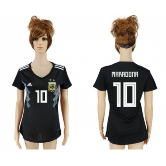Women's Argentina #10 Maradona Away Soccer Country Jersey
