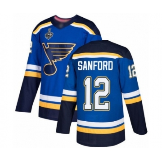 Youth St. Louis Blues #12 Zach Sanford Authentic Royal Blue Home 2019 Stanley Cup Final Bound Hockey Jersey - Ujersey