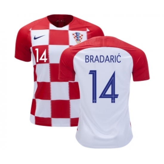 Croatia #14 Bradaric Home Kid Soccer Country Jersey