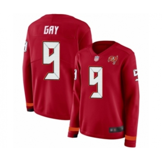 Women's Tampa Bay Buccaneers #9 Matt Gay Limited Red Therma Long Sleeve Football Jersey - Ujersey