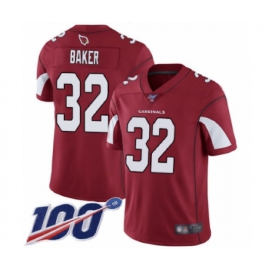 Men's Arizona Cardinals #32 Budda Baker Red Team Color Vapor Untouchable Limited Player 100th Season Football Jersey - Ujersey