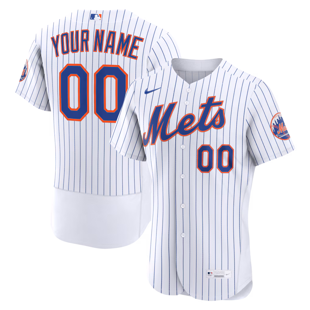 Men's New York Mets Nike White Home Authentic Custom Jersey - Ujersey Shop
