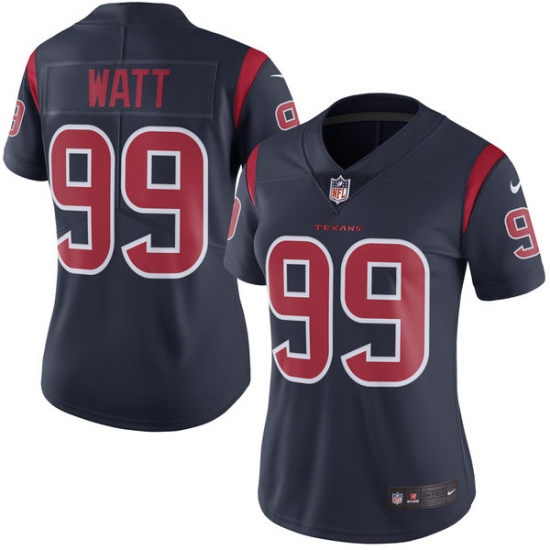 Women's Nike Houston Texans #99 J.J. Watt Elite Navy Blue Rush Vapor Untouchable NFL Jersey - Ujersey