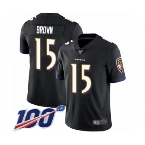 Men's Baltimore Ravens #15 Marquise Brown Black Alternate Vapor Untouchable Limited Player 100th Season Football Jersey - Ujersey