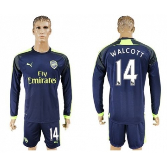 Arsenal #14 Walcott Sec Away Long Sleeves Soccer Club Jersey