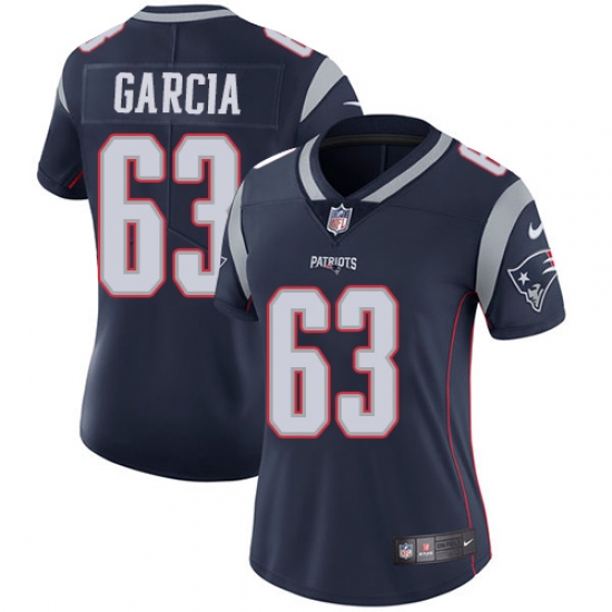 Women's Nike New England Patriots #63 Antonio Garcia Navy Blue Team Color Vapor Untouchable Limited Player NFL Jersey - Ujersey