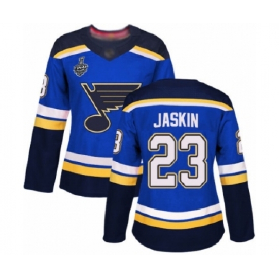 Women's St. Louis Blues #23 Dmitrij Jaskin Authentic Royal Blue Home 2019 Stanley Cup Final Bound Hockey Jersey - Ujersey