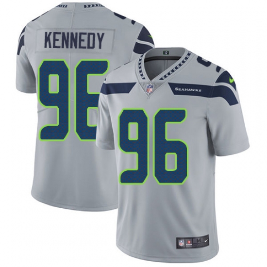 Men's Nike Seattle Seahawks #96 Cortez Kennedy Grey Alternate Vapor Untouchable Limited Player NFL Jersey - Ujersey