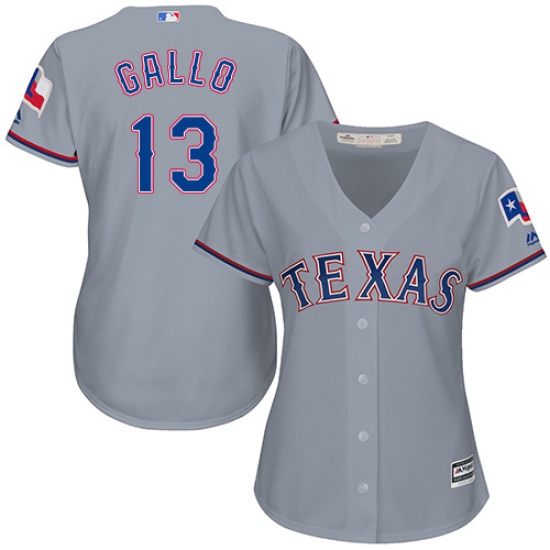 Women's Majestic Texas Rangers #13 Joey Gallo Authentic Grey Road Cool Base MLB Jersey